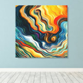 Abstracte moderne kleurengolven canvas afdruk (Insitu (Houten vloer))