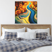 Abstracte moderne kleurenrivieren canvas afdruk (Insitu (Slaapkamer))