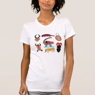 Abstracte moderne kleurrijke Afrikaanse stamgezich T-shirt