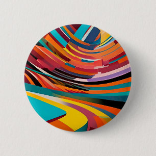 Abstracte moderne kleurrijke, heldere patroonkunst ronde button 5,7 cm