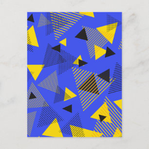 Abstracte moderne kunst driehoeken blauw geel zwar briefkaart