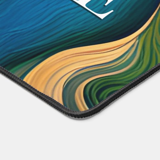 Abstracte Moderne Kunst Kleur Swirls Monogram Bureaumat (Hoek)