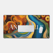 Abstracte Moderne Kunst Kleur Swirls Monogram Bureaumat (Keyboard & Muis)