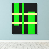 Abstracte moderne kunst lijnen groen geel zwart canvas afdruk (Insitu (Houten vloer))