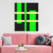 Abstracte moderne kunst lijnen groen geel zwart canvas afdruk (Insitu (Woonkamer))
