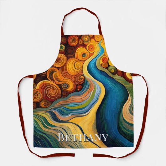 Abstracte moderne kunstkleurencirkels schort (Voorkant)