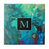 Abstracte moderne kunstmonogram schaduwen van blau tegeltje (Voorkant)