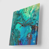 Abstracte moderne kunstmonogram schaduwen van blau vierkante klok (Hoek)