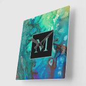 Abstracte moderne kunstmonogram schaduwen van blau vierkante klok (Hoek)