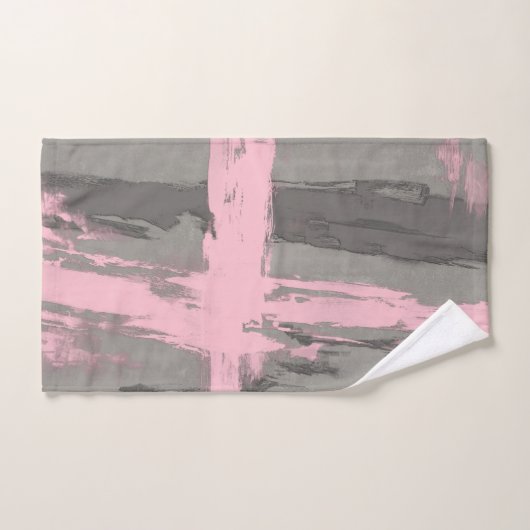 Abstracte moderne kunststijl grijs roze bad handdoek (Handdoek)