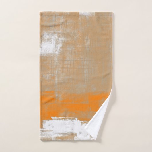Abstracte moderne kunststijl oranje grijs wit bad handdoek (Handdoek)