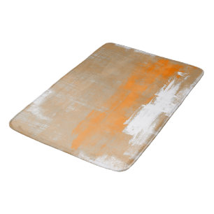 Abstracte moderne kunststijl oranje wit badmat