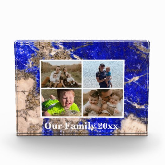 Abstracte moderne Lapis Lazuli Blue Granite marmer Fotoblokken (Voorkant)