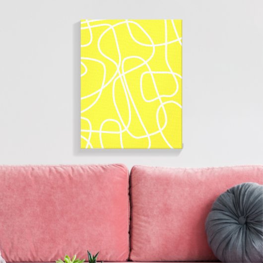 Abstracte Moderne Lijn Kunst in Geel | Artsy Canvas Afdruk (Insitu (Woonkamer))