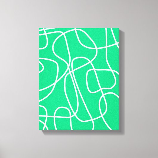 Abstracte moderne lijnkunst in groen | Artsy Canvas Afdruk (Voorkant)