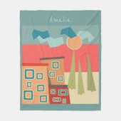 Abstracte moderne, minimale kunstlandschapsgeometr fleece deken (Voorkant)