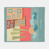 Abstracte moderne, minimale kunstlandschapsgeometr fleece deken (Voorkant (Horizontaal))