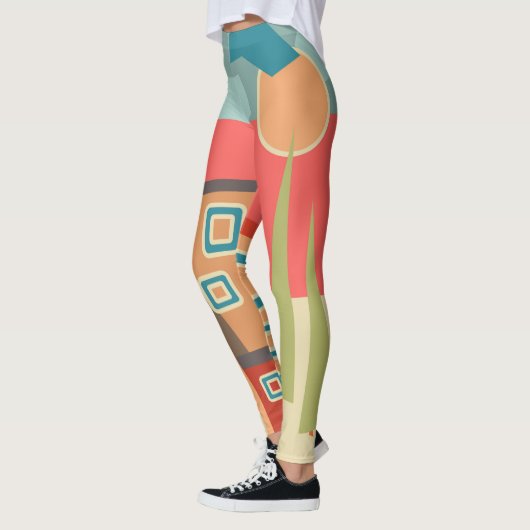 Abstracte moderne, minimale kunstlandschapsgeometr leggings (Links)