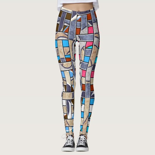 Abstracte moderne, minimale kunstlandschapsgeometr leggings (Voorkant)