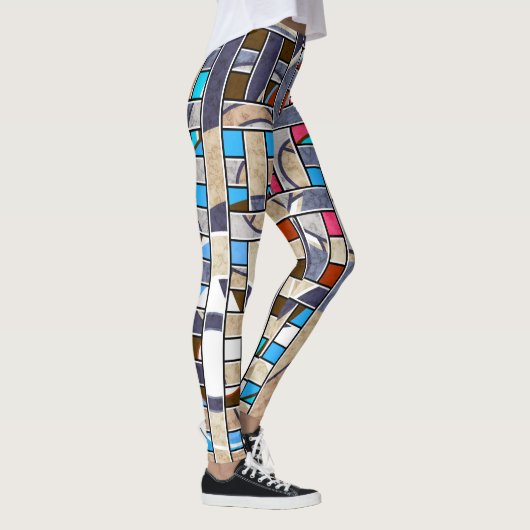 Abstracte moderne, minimale kunstlandschapsgeometr leggings (Rechts)
