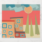 Abstracte moderne, minimale kunstlandschapsgeometr sparkling wijnetiket (Enkel label)