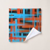 Abstracte moderne Oranje blauwe penseelstreken Bad Handdoek (Wasdoekje)