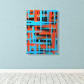 Abstracte moderne Oranje blauwe penseelstreken Canvas Afdruk (Insitu (Houten vloer))