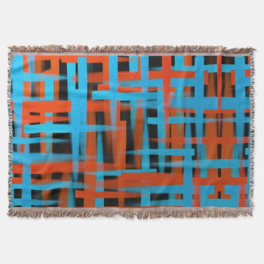 Abstracte moderne Oranje blauwe penseelstreken Deken (Voorkant)