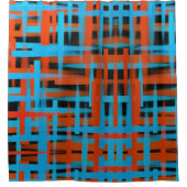 Abstracte moderne Oranje blauwe penseelstreken Douchegordijn (Voorkant)