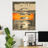 Abstracte moderne Oranje Poster afdrukken (Thuiskantoor)