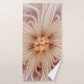 Abstracte moderne perzik pastel bloem fractal kuns badhanddoek (Badhanddoek)