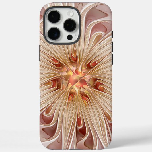 Abstracte moderne perzik pastel bloem fractal kuns Case-Mate iPhone case (Achterkant)