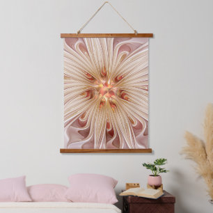 Abstracte moderne perzik pastel bloem fractal kuns hangend wandkleed
