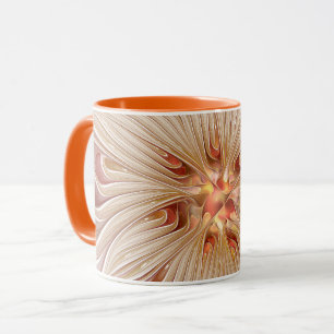 Abstracte moderne perzik pastel bloem fractal kuns mok