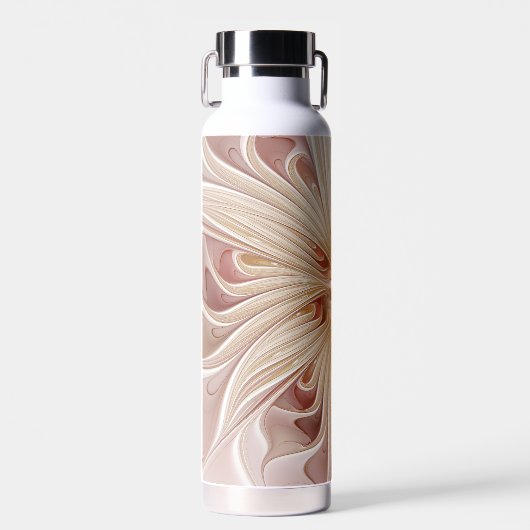 Abstracte moderne perzik pastel bloem fractal kuns waterfles (Voorkant)
