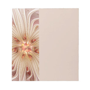 Abstracte moderne perzik pastel bloem fractale kun notitieblok