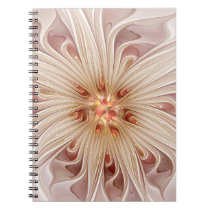 Abstracte moderne perzik pastel bloem fractale kun notitieboek