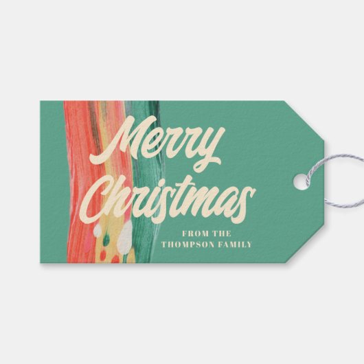 Abstracte moderne prettige kerstnaam cadeaulabel (Voorkant (Horizontaal))