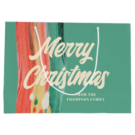 Abstracte moderne prettige kerstnaam groot cadeauzakje (Achterkant)