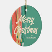 Abstracte moderne prettige kerstnaam keramisch ornament (Rechts)