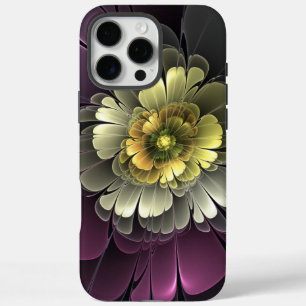 Abstracte moderne purper khaki grijs fractale bloe iPhone 16 pro max hoesje