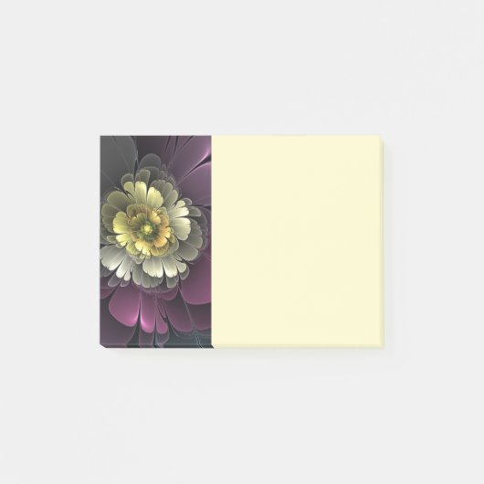 Abstracte moderne purper khaki grijs fractale bloe post-it® notes (Voorkant)