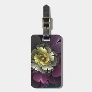 Abstracte moderne purper khaki grijze fractal bloe bagagelabel