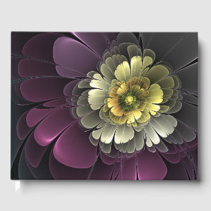 Abstracte moderne purper khaki grijze fractal bloe gastenboek