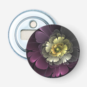 Abstracte moderne purper khaki grijze fractale blo button flesopener