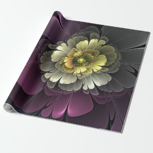 Abstracte moderne purper khaki grijze fractale blo cadeaupapier