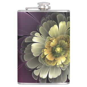 Abstracte moderne purper khaki grijze fractale blo heupfles