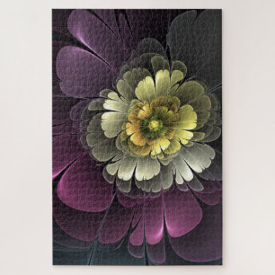 Abstracte moderne purper khaki grijze fractale blo legpuzzel