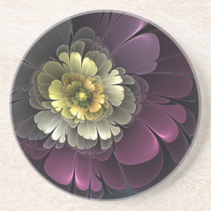 Abstracte moderne purper khaki grijze fractale blo zandsteen onderzetter