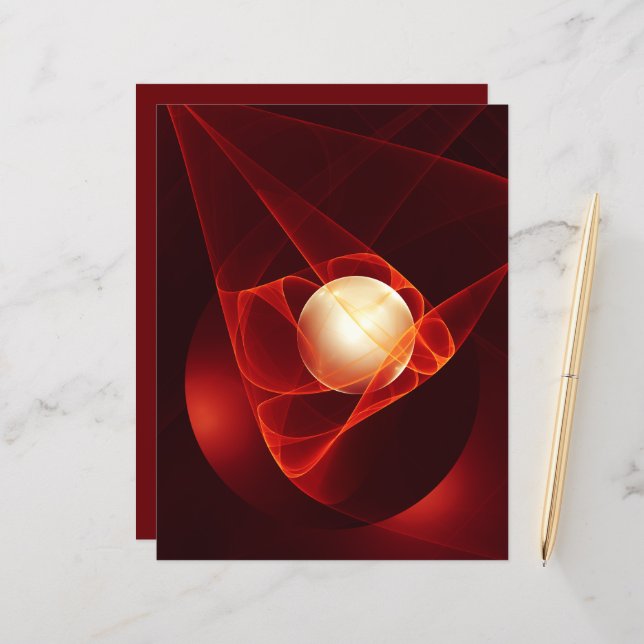 Abstracte moderne rode crème fantasy fractal kunst (Voorkant / Achterkant in situ)